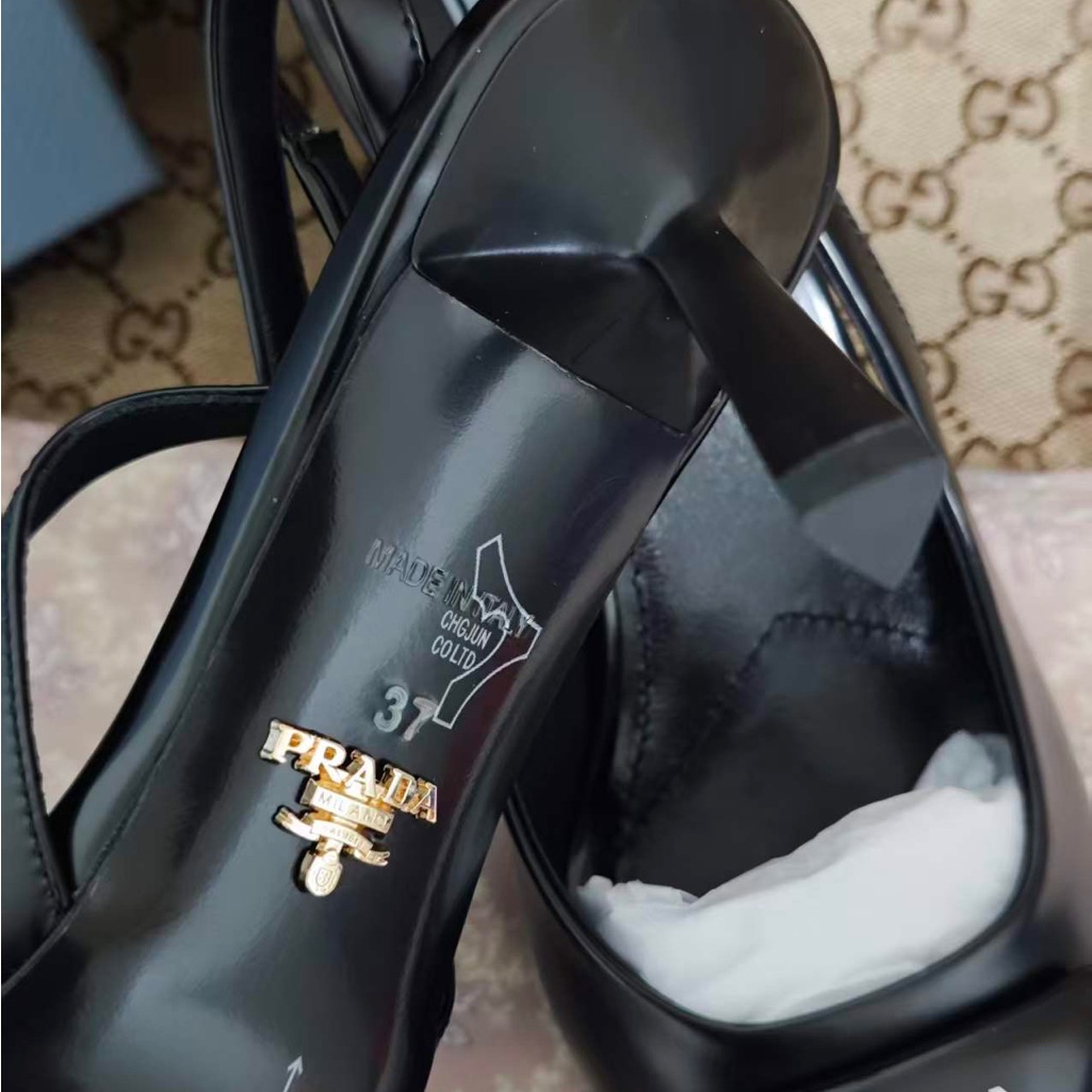 Prada Black Patent Slingback Pumps